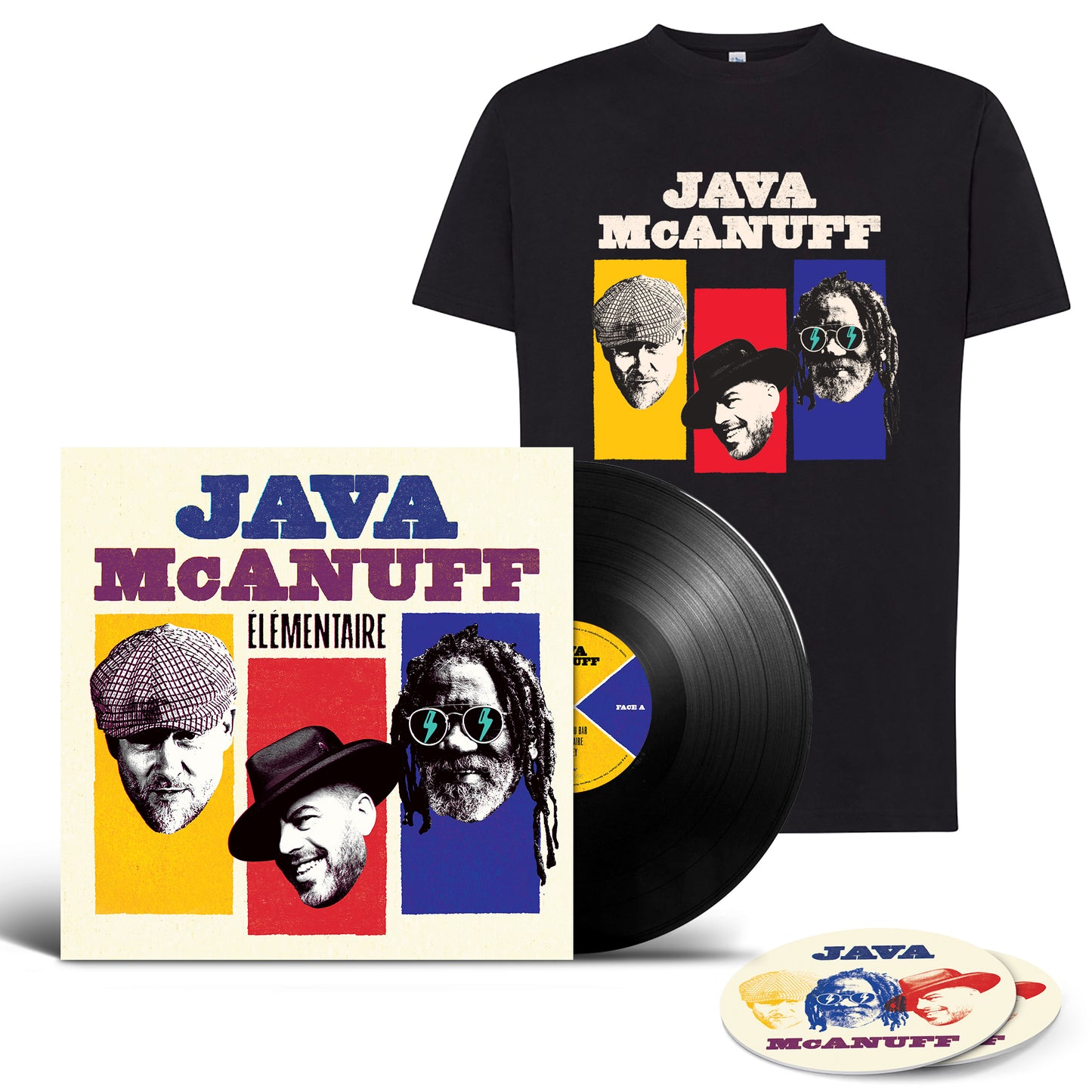 Pack Vinyle / T-shirt / Sous-verres | EP  Élémentaire | JAVA, Winston McAnuff