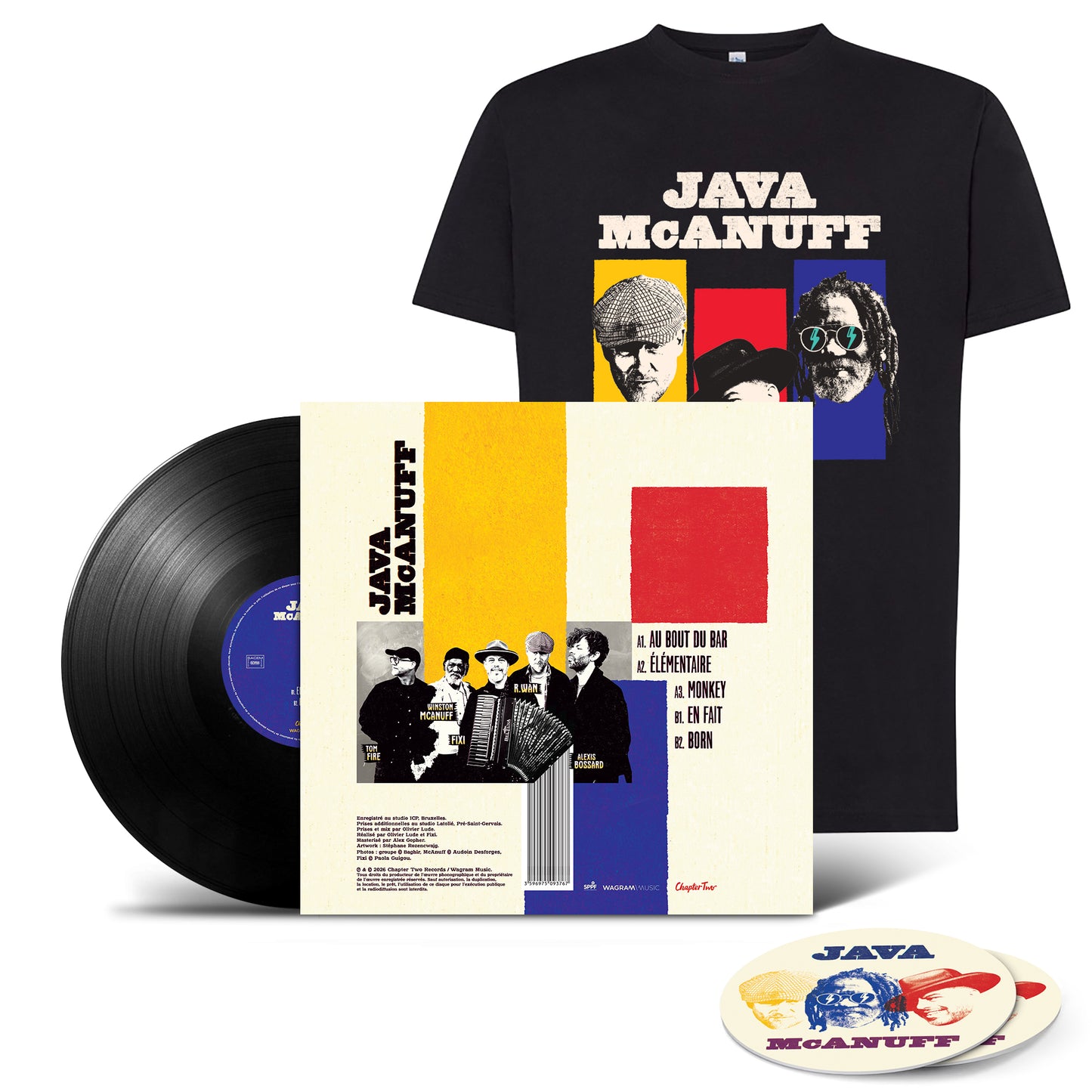 Pack Vinyle / T-shirt / Sous-verres | EP  Élémentaire | JAVA, Winston McAnuff