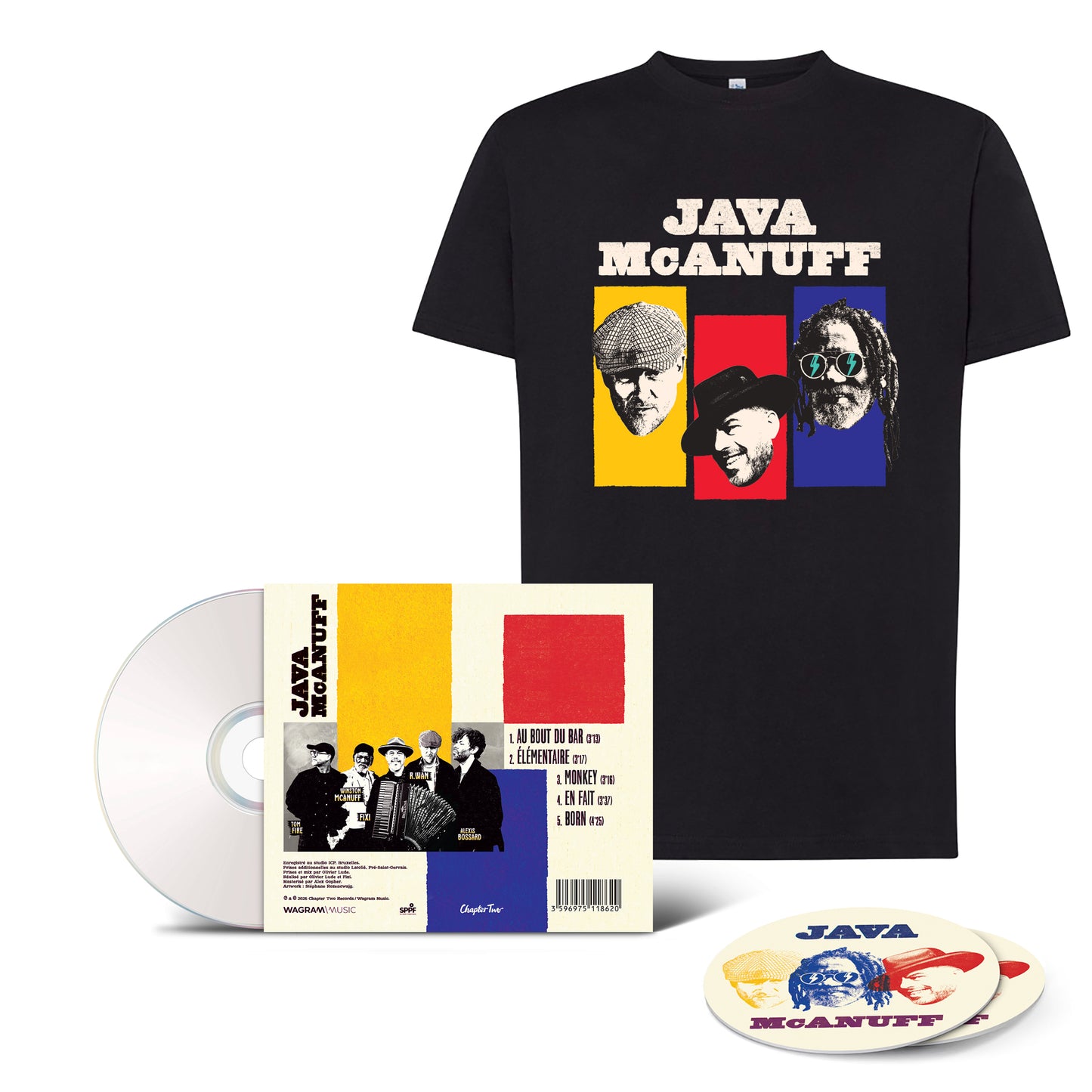 Pack CD / T-shirt / Sous-verres | EP  Élémentaire | JAVA, Winston McAnuff